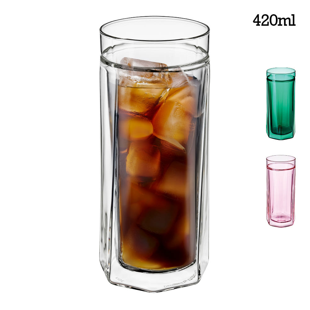 아이스커피를 담은 피른 더블월 글라스 420ml